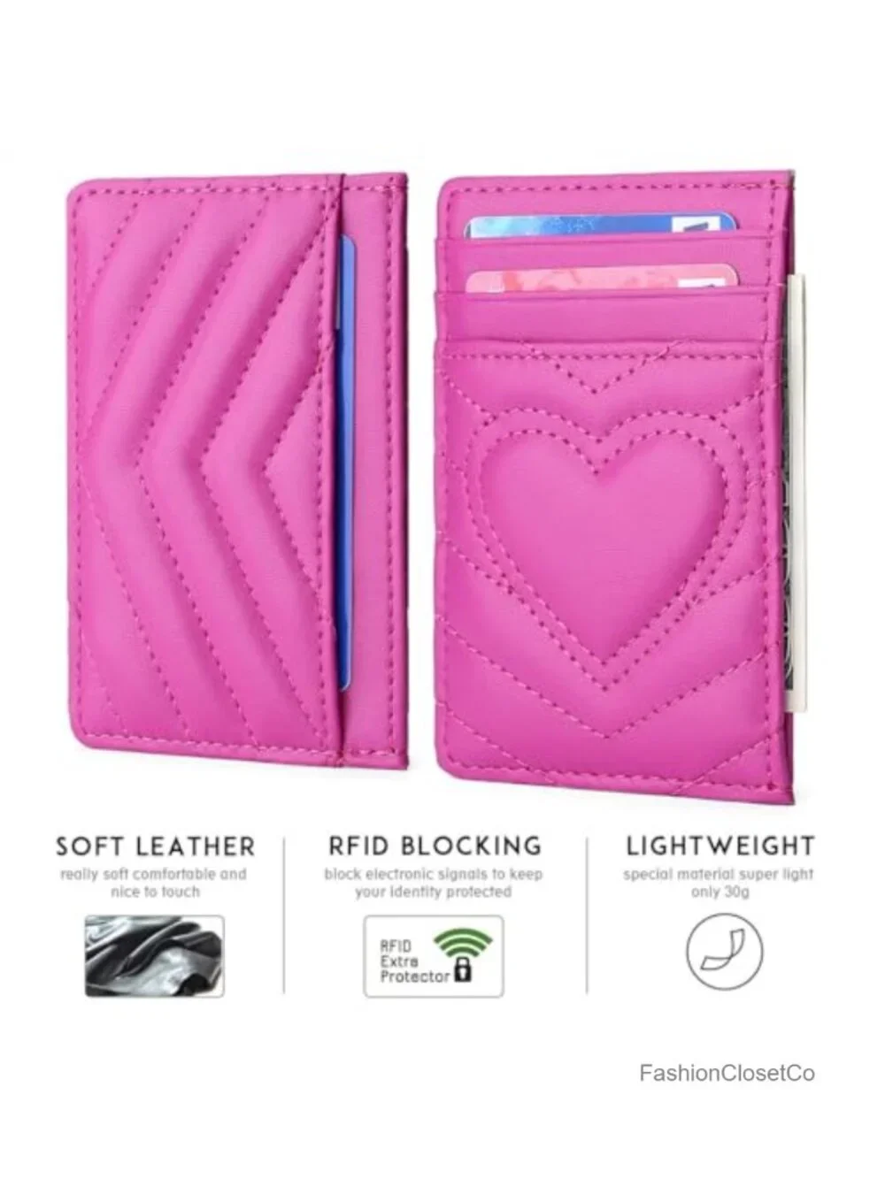 Quilted Leather RFID Blocking Credit Card Holder for Women Slim
